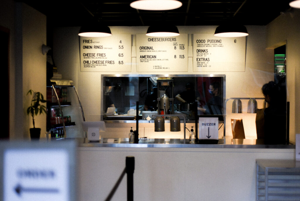 Inside the store showing the menu