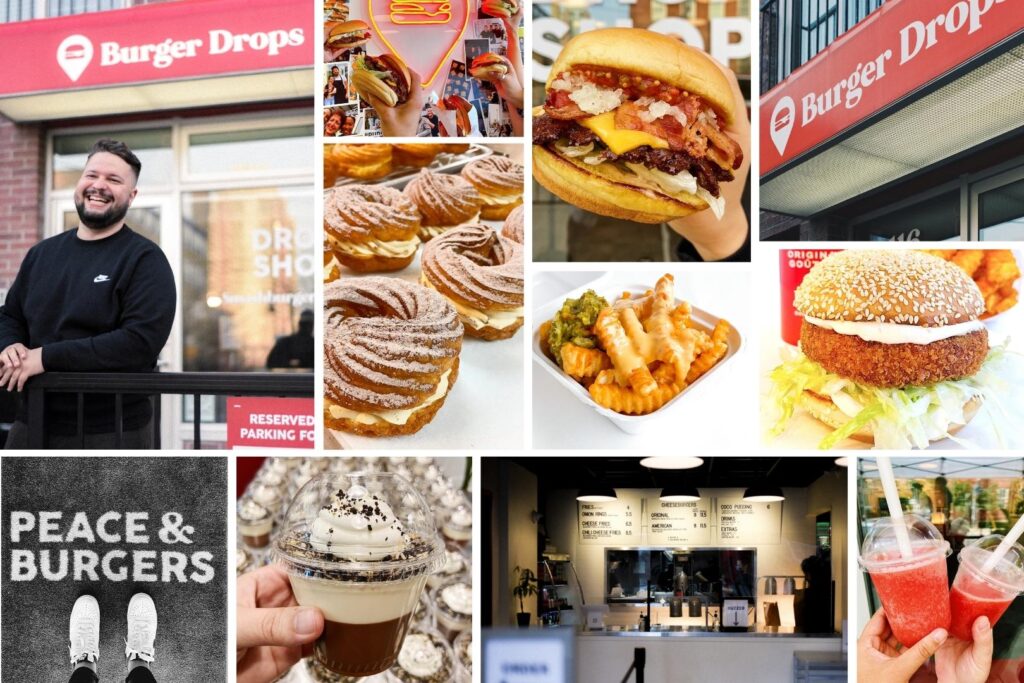 Collage of Burger Drops photos