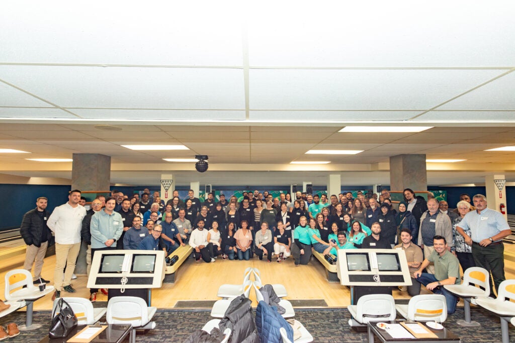Group of people in bowling alley