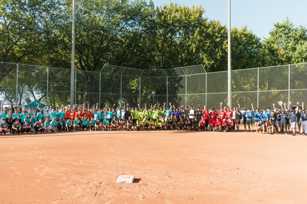 group photo at softball event