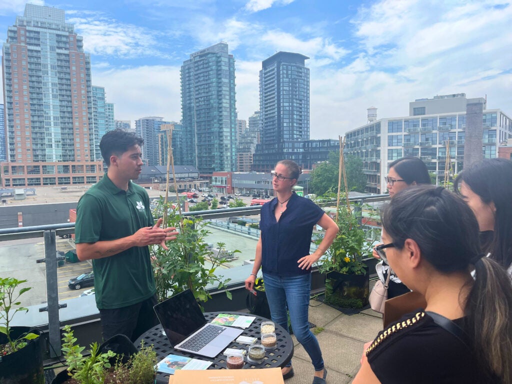 Microhabitat employee showing First Capital Staff what they do
