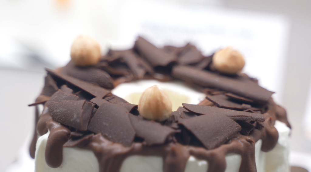 Close up of cake with chocolate toppings